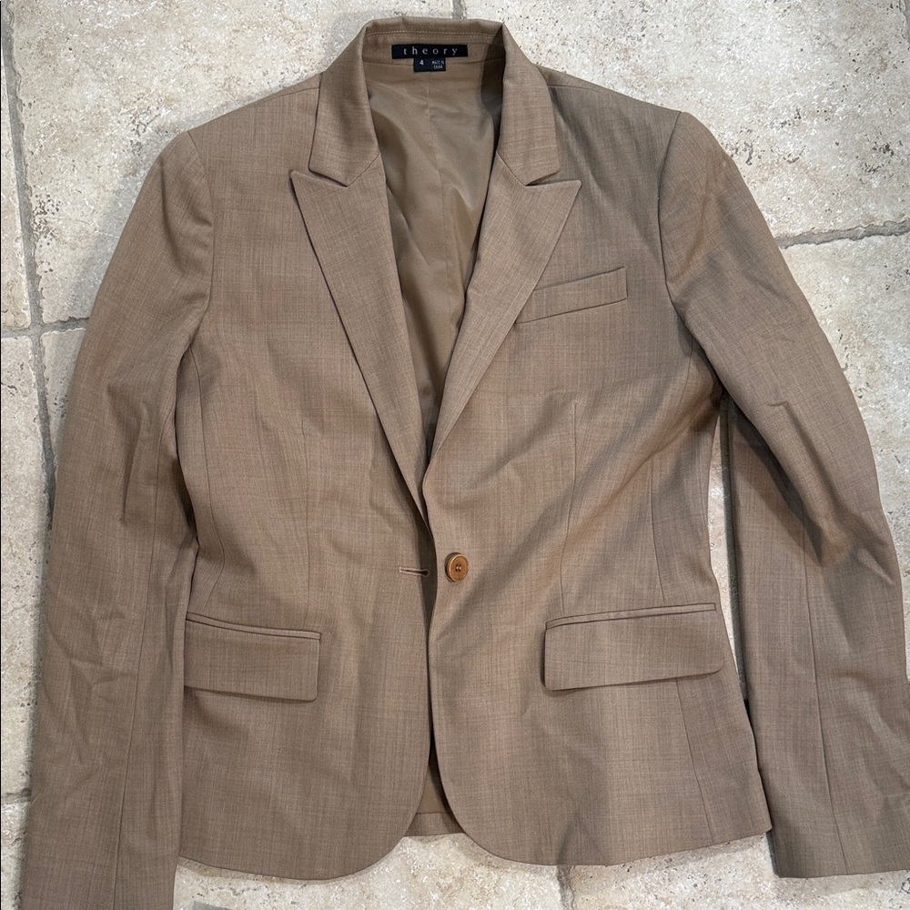 Theory Tan Sport Coat Classic Tailored Blazer